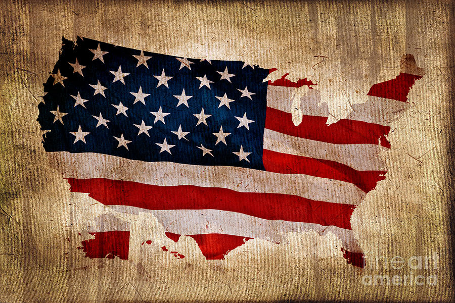 American flag textured map Photograph by Delphimages Flag Creations
