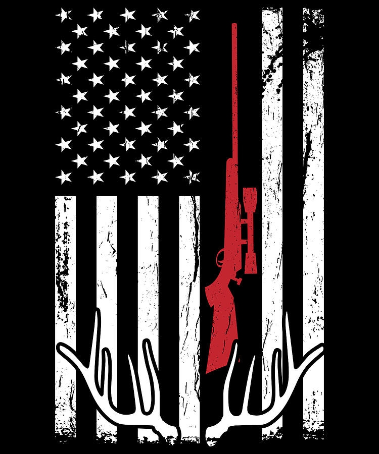 American Flag USA Hunter Hunt Funny Hunting Apparel Gift Digital Art by ...