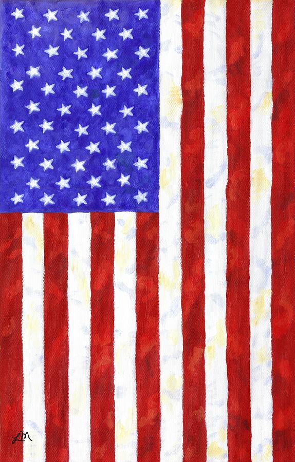 Independence Day Painting - American Flag vertical by Linda Mears