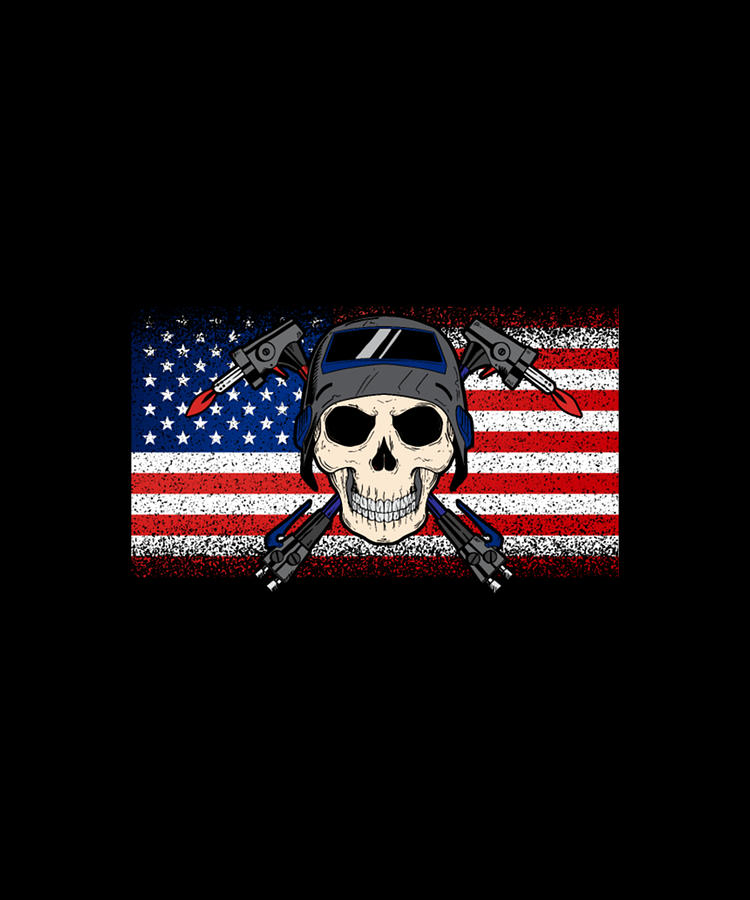 American Flag Welder Skull Metalworking Usa Weld Digital Art By Tinh 