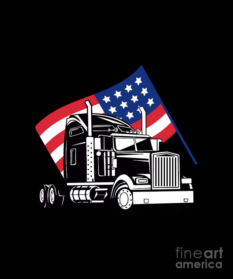 Truck Driver American USA Flag Patriotic Trucker Sticker