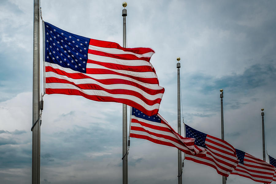 American Flags at HalfStaff Photograph by Stuart Litoff Fine Art America