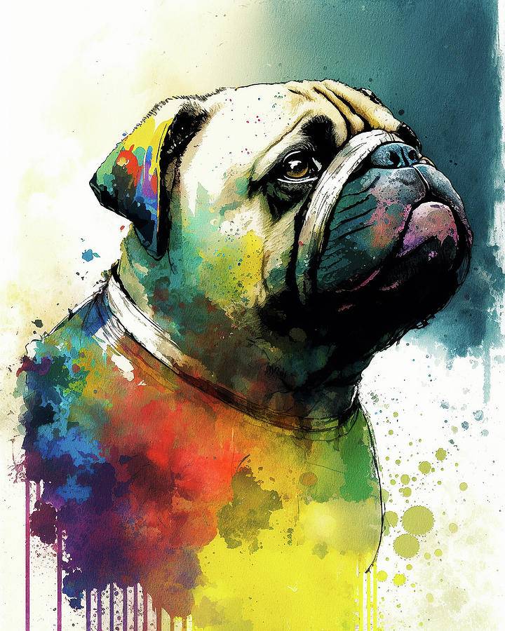 American Football - Fanny Anime Pug Dog Colorful Graphic 002 Painting by  Aryu - Fine Art America