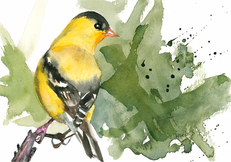 Animal Painting - American Goldfinch by Hiroko Stumpf