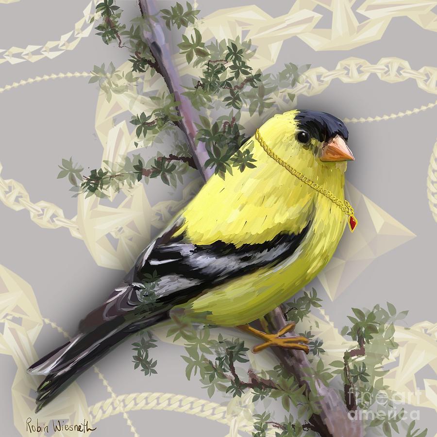 American Goldfinch Painting by Robin Wiesneth