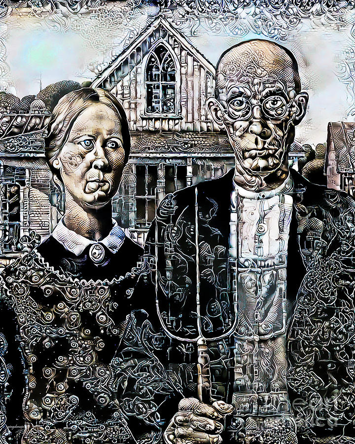 American Gothic in Surreal Expressionist Dream 20200520 Photograph by Wingsdomain Art and Photography
