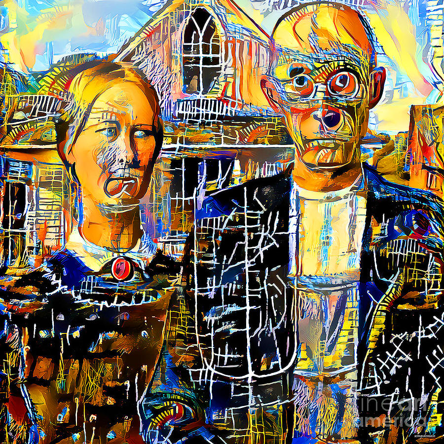 American Gothic in Vibrant Contemporary Urban Graffiti 20210724 square Photograph by Wingsdomain Art and Photography
