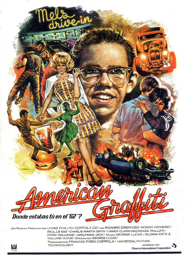 American Graffiti, 1973 - art by Macario Quibus Mixed Media by Movie World Posters