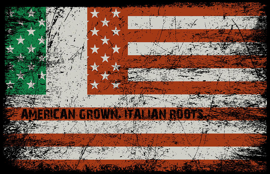 American Grown With Italian Roots Italy T-Shirt Italian Flag American Flag Painting by Tony Rubino