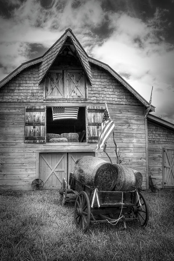 American Hay Barn Black and White  Photograph by Debra and Dave Vanderlaan