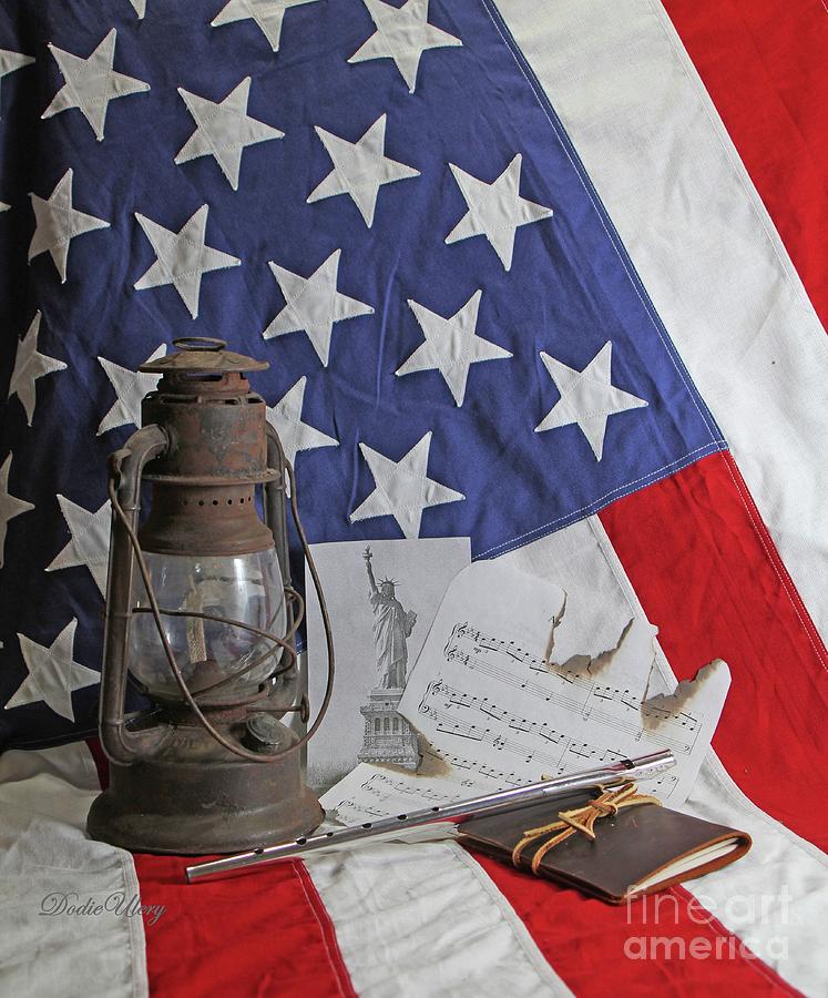 America Flag and Historical  Photograph by Dodie Ulery