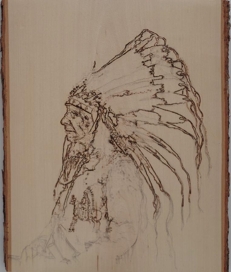 American Horse Pyrography by Sean Connolly