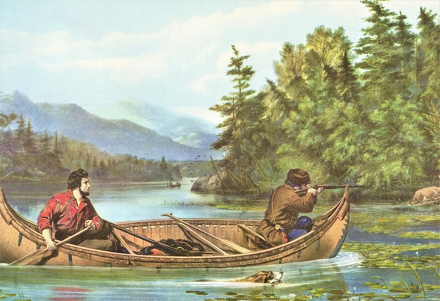 AMERICAN HUNTING SCENES A Good Chance Currier and Ives Painting by ...