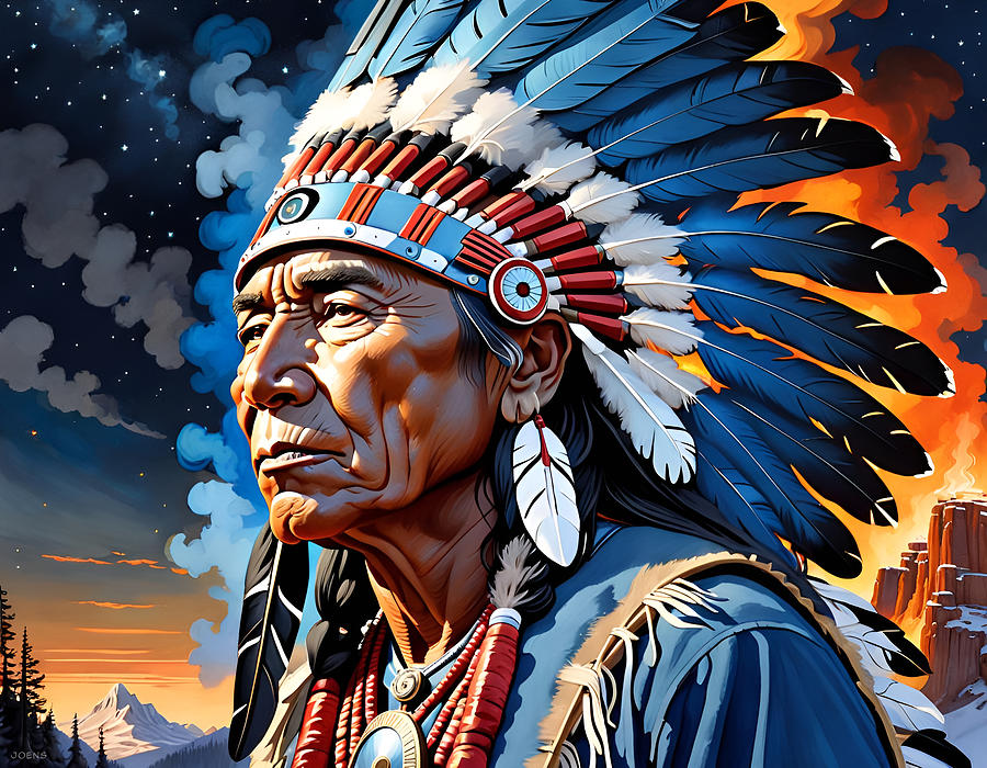 American Indian Chief 2 Digital Art by Greg Joens