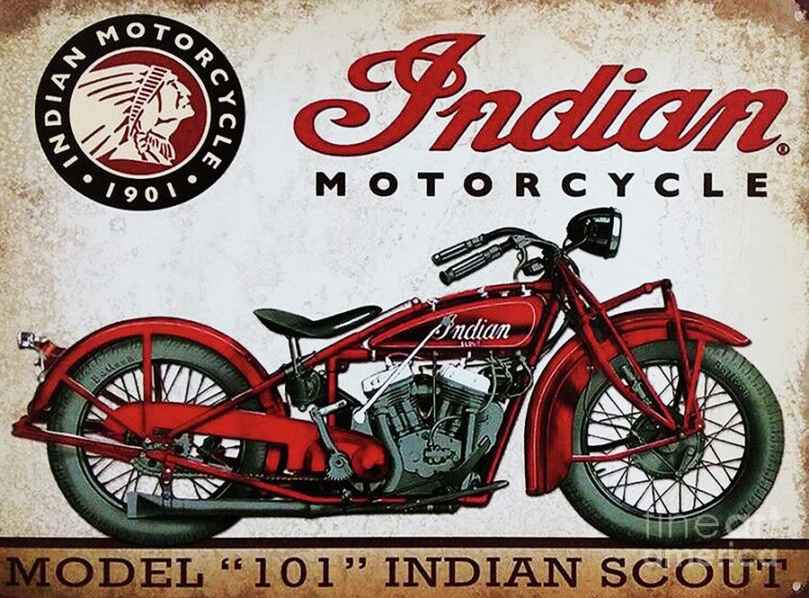 American Indian Motorcycle Digital Art By Trindira A