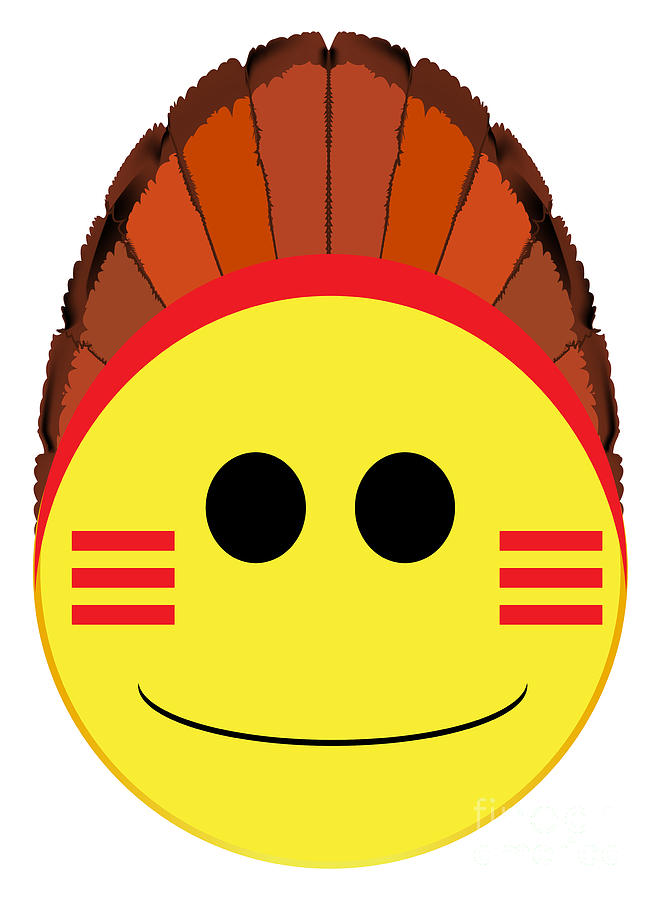 American Indian Smile Face Button Isolated Digital Art by Bigalbaloo Stock