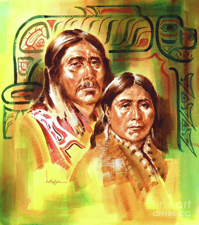 American Indians Of The Pacific Northwest - Bella Coola Painting by Lyle Tayson