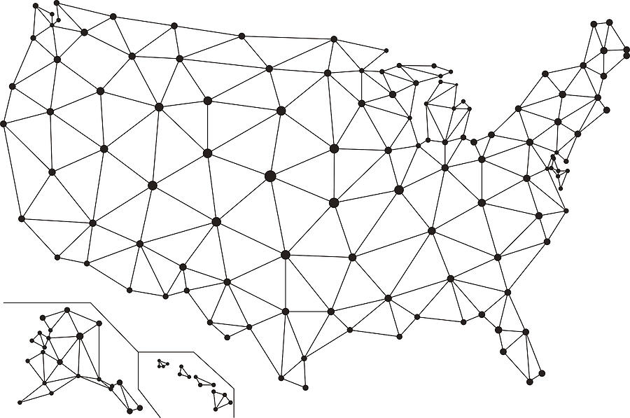 American internet network mesh. Social communications background, Vector illustration Drawing by Hakule