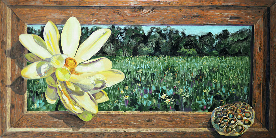 American Lotus Has Been Framed Painting by David Bader