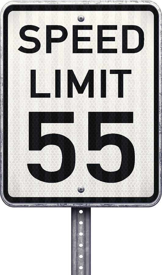American maximum speed limit 55 mph road sign Drawing by Lolon