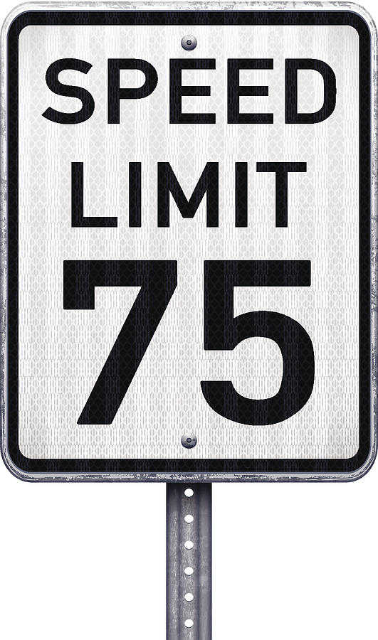 American maximum speed limit 75 mph road sign Drawing by Lolon