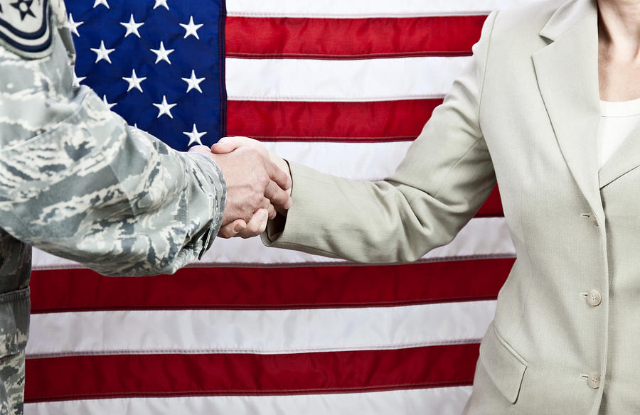 American Military and Civilian Handshake Photograph by CatLane