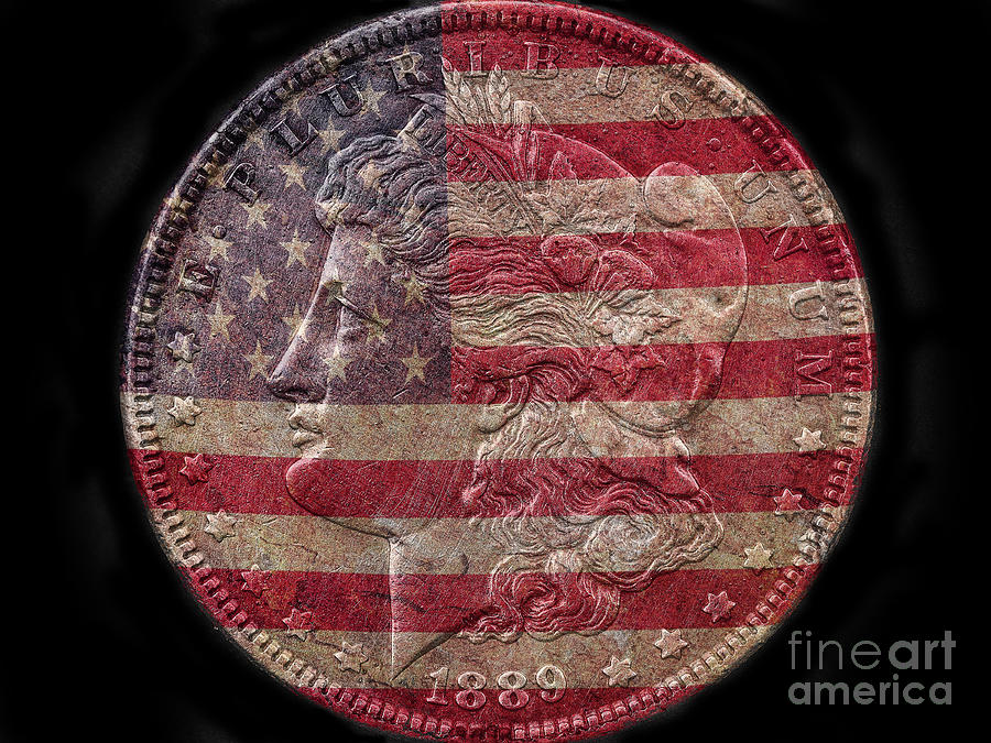 American Morgan Silver Dollar Flag Digital Art by Randy Steele