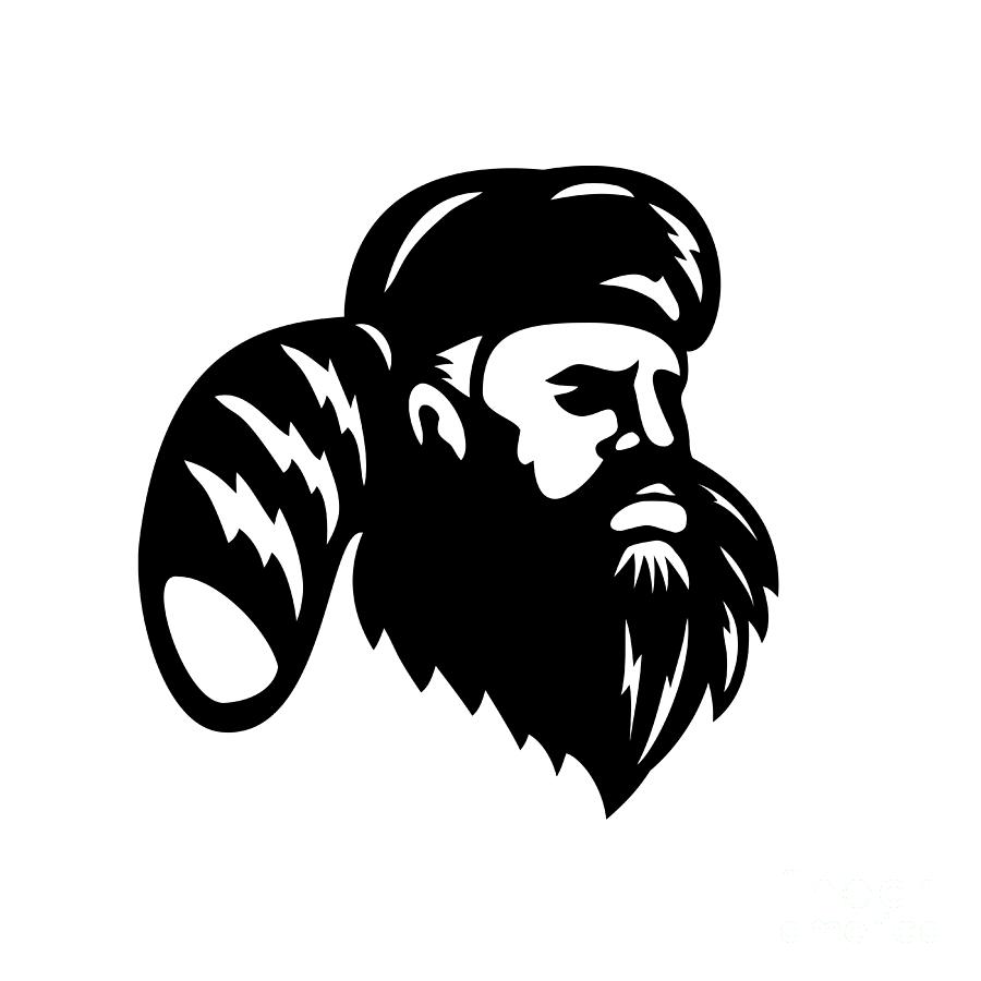 Hat Digital Art - American Mountain Man Frontiersman Explorer or Trapper Looking to Side Mascot by Aloysius Patrimonio