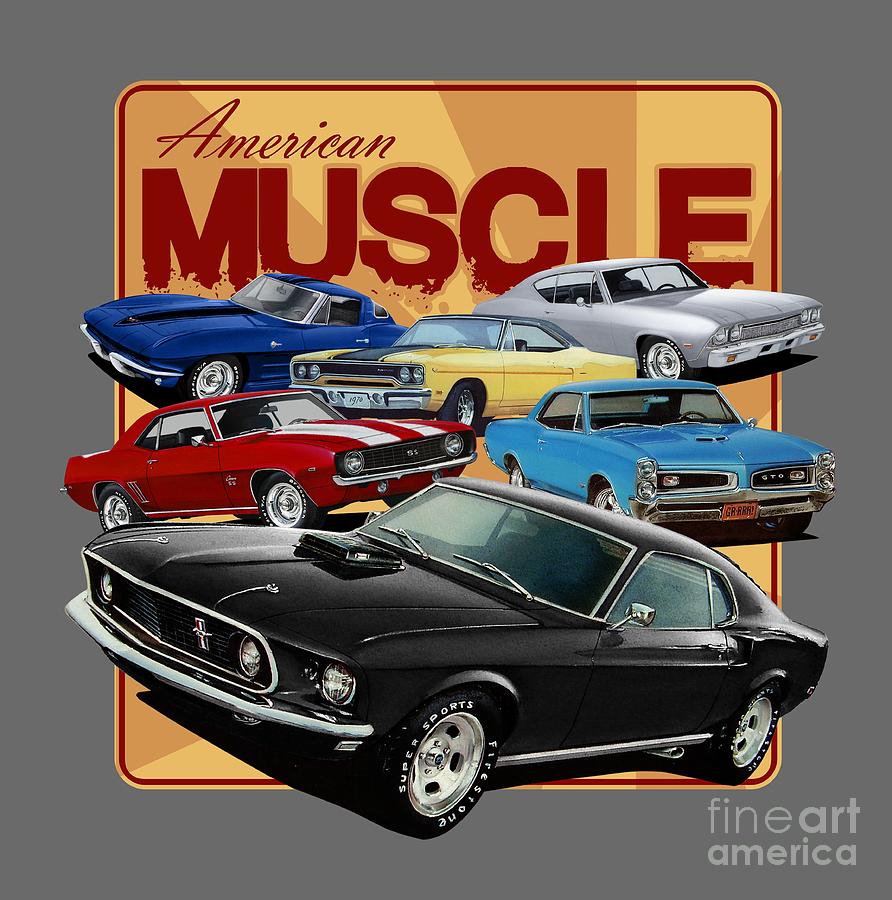 Roadrunner Mixed Media - American Muscle Cars Together by Paul Kuras