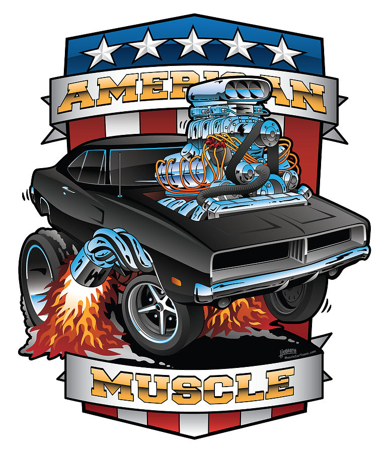 Car madness. Muscle car Art.