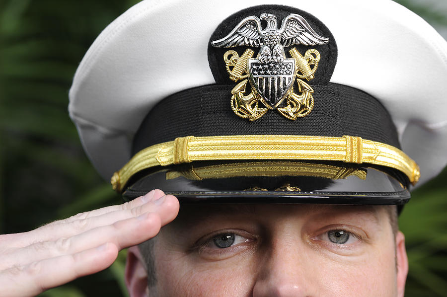 American Navy Officer Salutes with Pride & Strength Photograph by Boogich