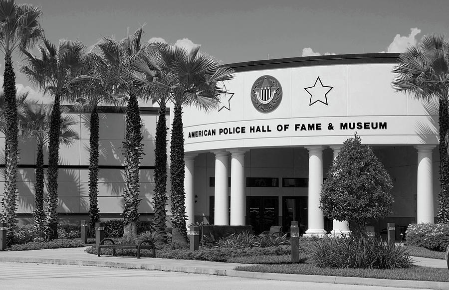 American Police Hall of Fame Museum Florida bw Photograph by Bob Pardue