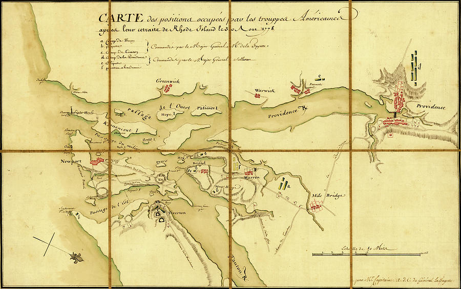 Map Drawing - American Positions after retreat to Long Island 1778 by Vintage Military Maps