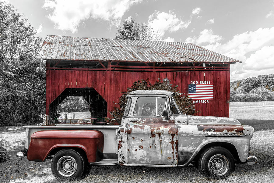 American Pride Black and White and Red Photograph by Debra and Dave Vanderlaan