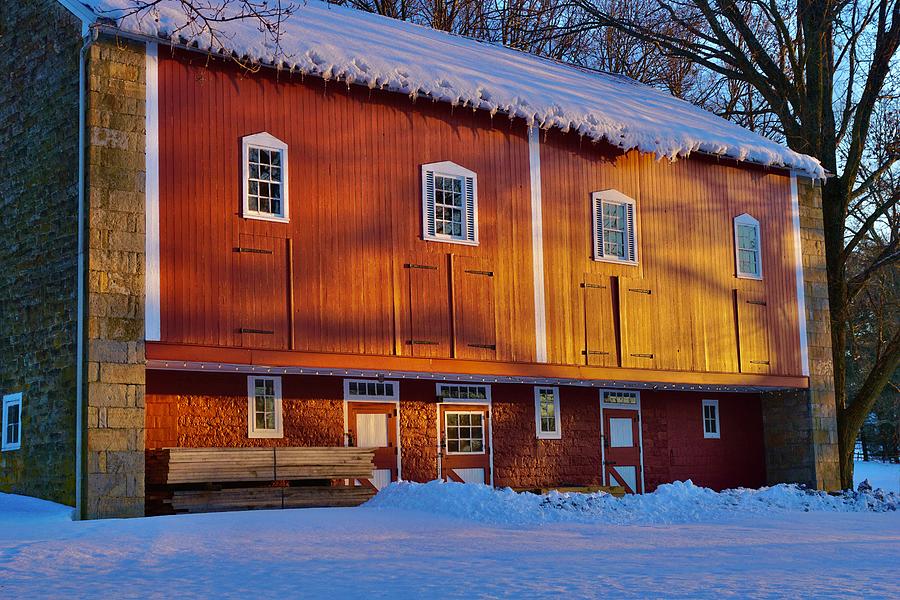 American Red Barn Stone and Snow Photograph by Blair Seitz - Fine Art ...