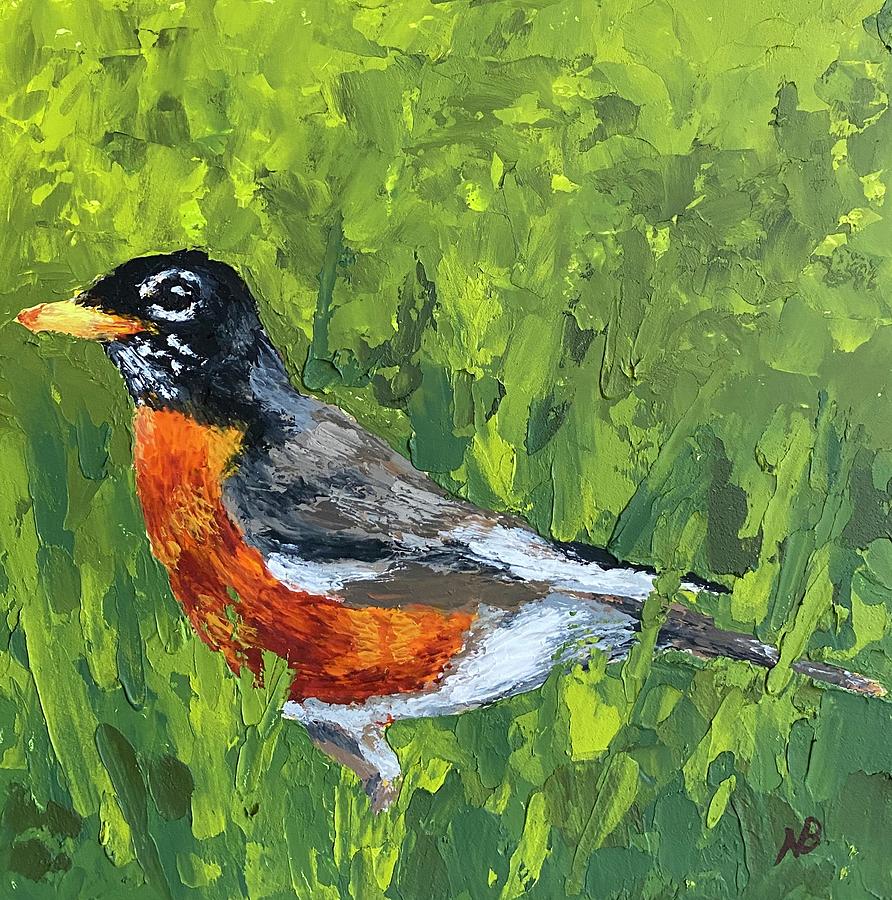 Robin Painting - American Red Robin by Nancy Breiman