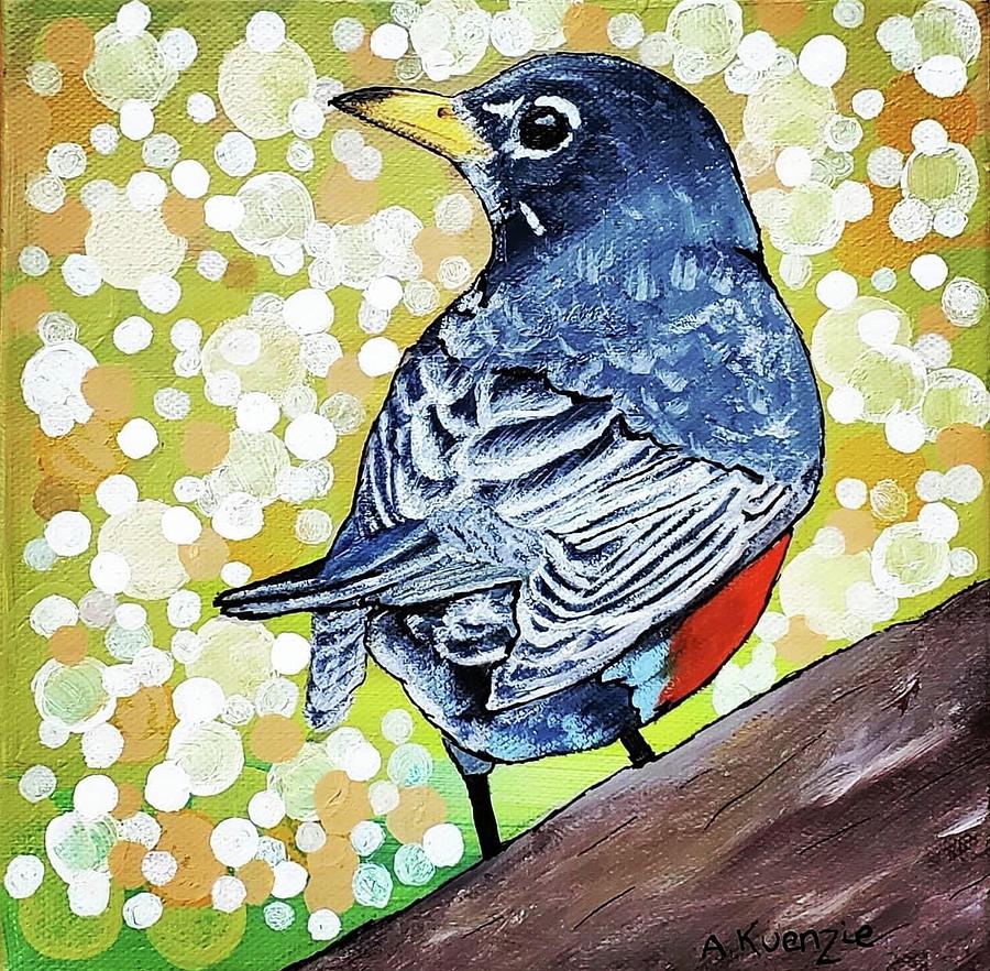 American Robin Painting by Amy Kuenzie