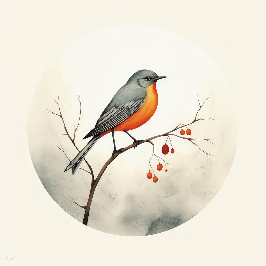 American Robin Bird Art Painting by Lourry Legarde