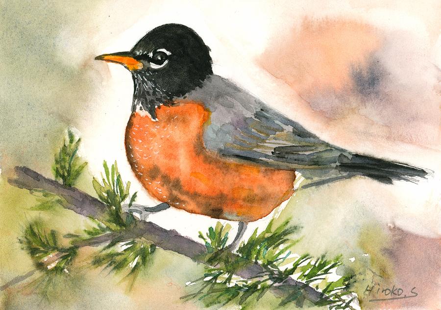 American Robin Painting by Hiroko Stumpf - Fine Art America