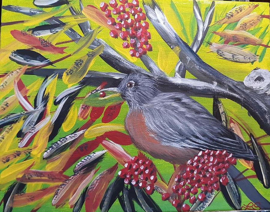 Cardinal, bluejay, chickadee Painting by Lisa Sandberg - Pixels