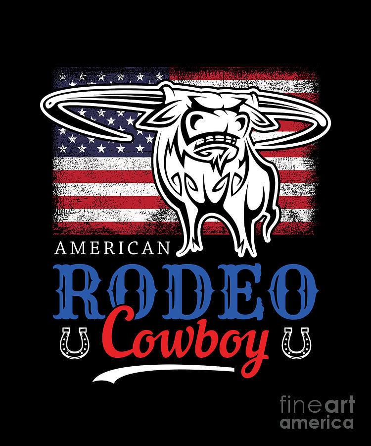 American Rodeo Bull Riding Cowboy Country Gift Digital Art by Thomas ...