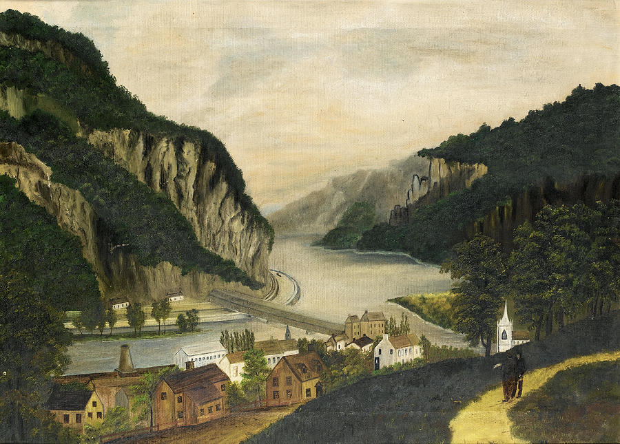 American School, 19th Century Harpers Ferry, West Virginia Painting