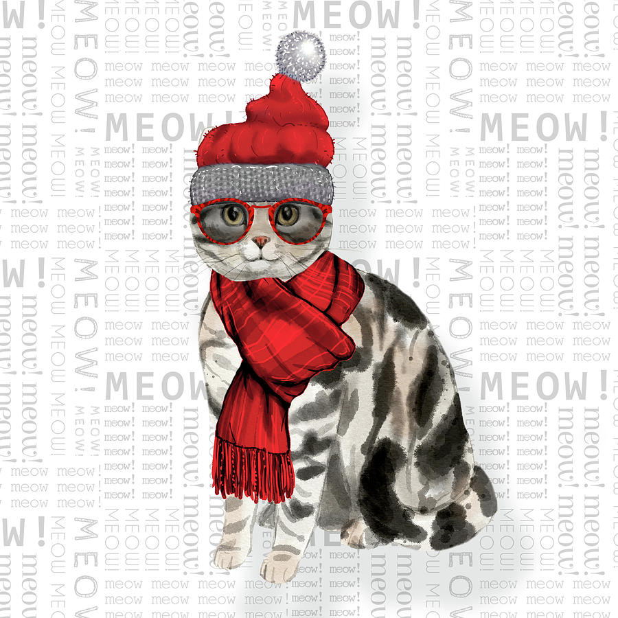 American Shorthair Cat Breed Funny Christmas Digital Art by Doreen Erhardt