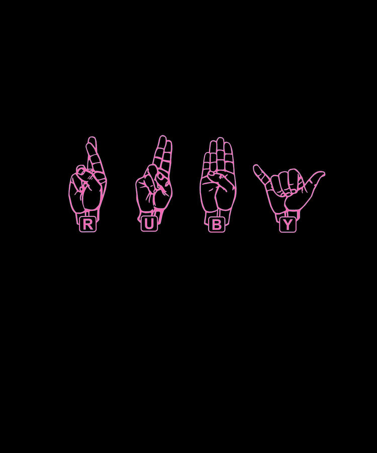 American sign language Ruby name gift hand signs Digital Art by Norman W