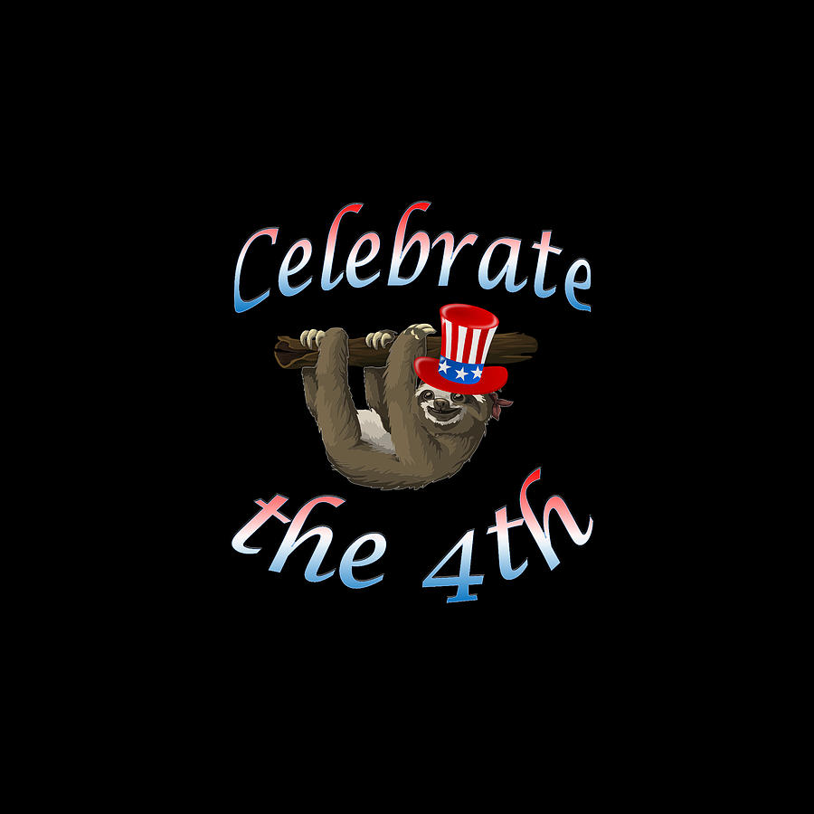 American Sloth Celebrate the 4th Digital Art by Ali Baucom