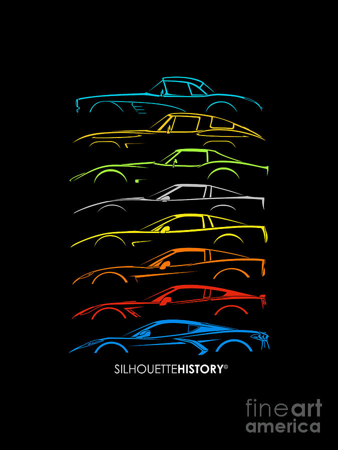 American Sports Car 8G Custom SilhouetteHistory Digital Art by Gabor ...