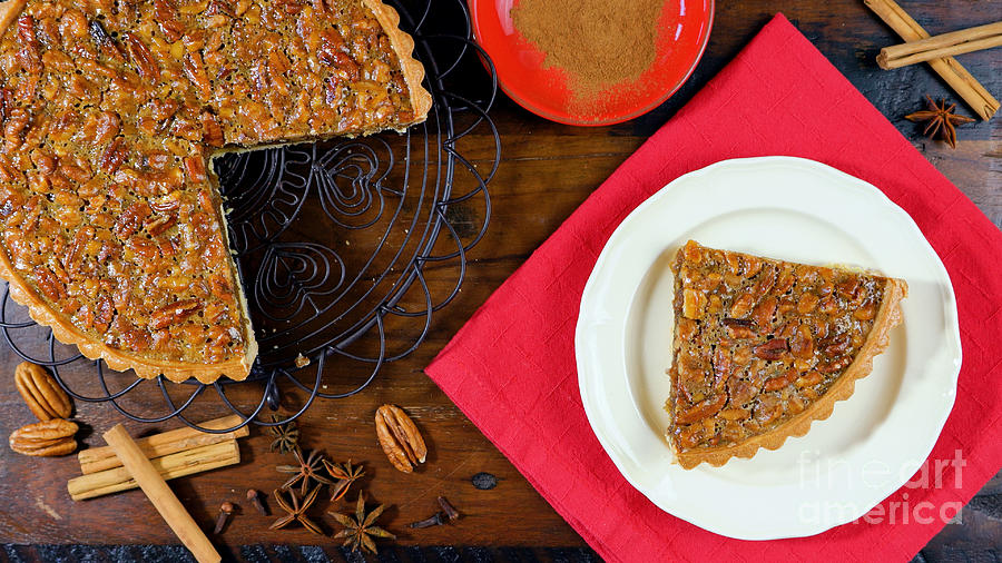 Thanksgiving Photograph - American style pecan pie by Milleflore Images