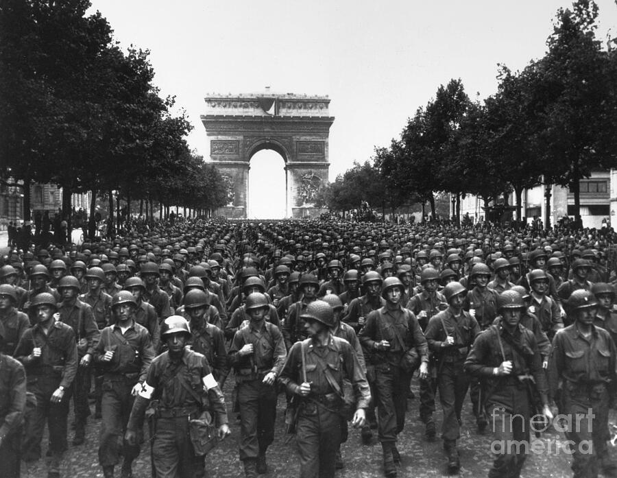 American Troops In Paris, 1944. Photograph by Granger