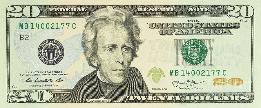 America Photograph - American twenty us dollar note by Roberto Morgenthaler