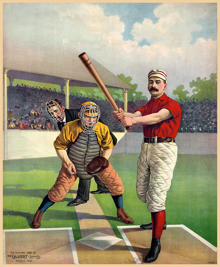 Baseball Mixed Media - American Vintage Baseball Poster - The Calvert Litho Co by Studio Grafiikka
